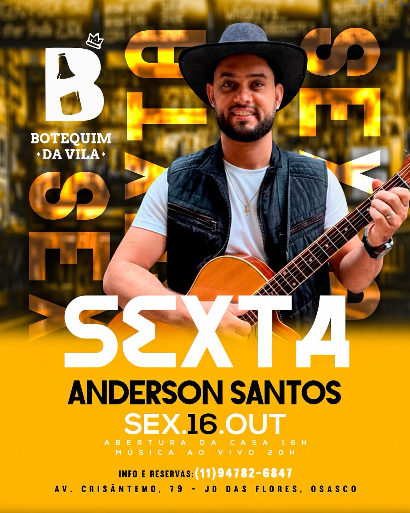 Música ao vivo com Anderson Santos no Botequim da Vila