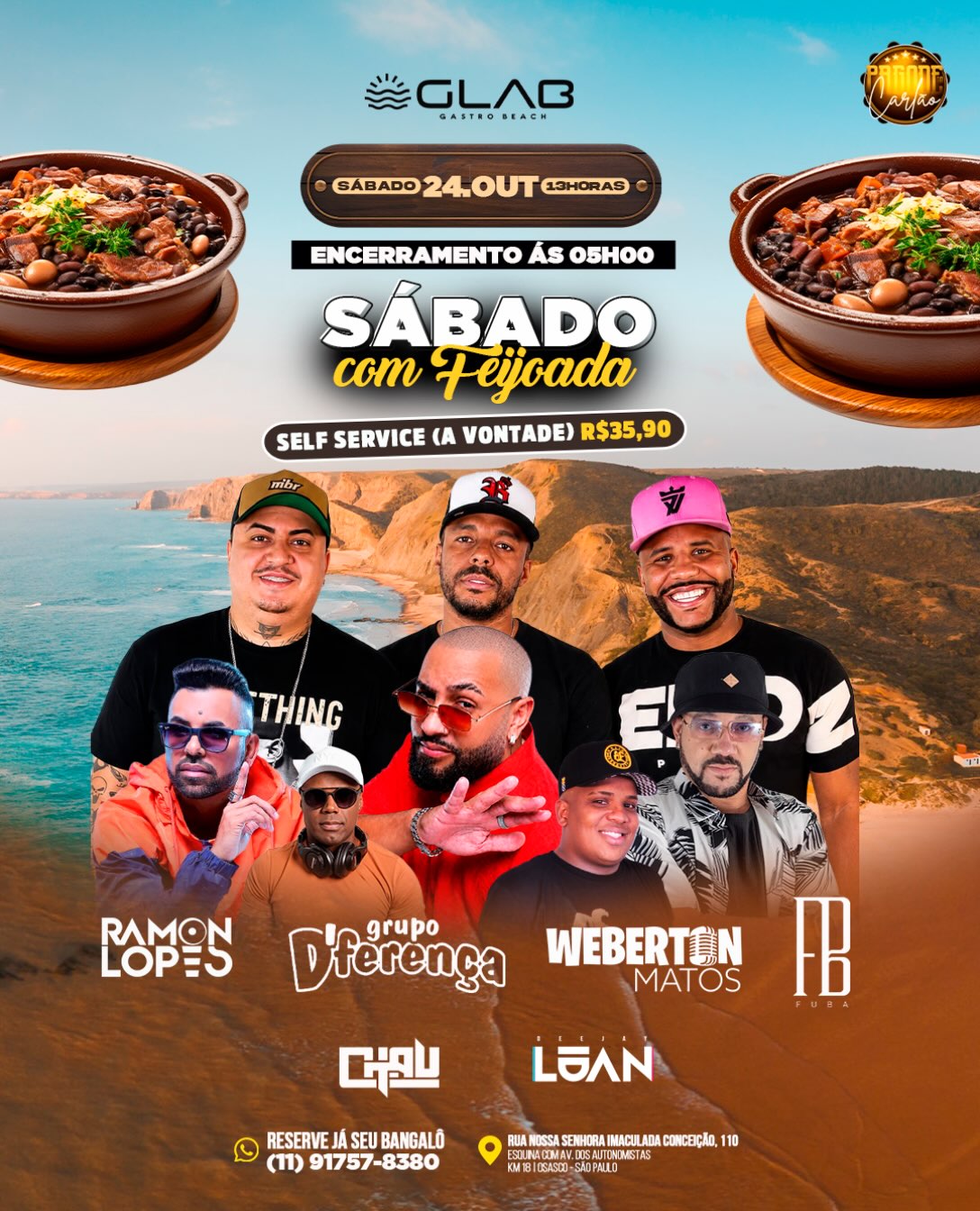 Sábado com Feijoada na Glab Beach